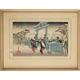 Gion Shrine in the Snow by Utagawa Hiroshige I, Woodblock print, offered Mar 2025