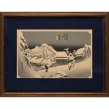 Evening Snow, Kambara by Utagawa Hiroshige I, Woodblock print, offered Mar 2025