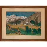 Thyangboche, Nepal by Khapa Kalden Sherpa, Watercolor and ink, offered Mar 2025