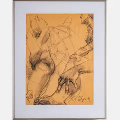Figural Study by Shirley Aley Campbell, Charcoal on paper, offered Mar 2025