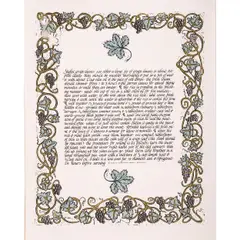 Stuffed Grape Leaves by David Lance Goines, Linocut Unsigned. Linocut featuring a recipe for stuffed grape leaves, offered Mar 2025