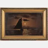 Moonlight Sail by Edward Moran, Oil on canvas, offered Jan 2025