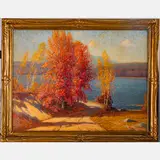 Road at Lake Sunapee, N.H by Gustav Adolf Wiegand, Oil on canvas, offered Jan 2025