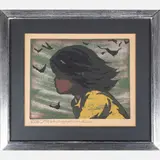 Girl in the Wind by Tadashi Nakayama, 2014, Woodblock print, offered Nov 2024