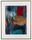 Rouge / Blue" - 1999 by Nancy Tuttle May, watercolor and collage on paper, sold Feb 2026
