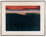 Magenta-Teal Sunrise" - late 20th century by Nancy Tuttle May, watercolor on paper, sold Feb 2026