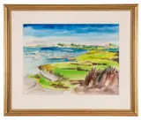 Untitled - Boats in Bay - late 20th century by Claude Howell, watercolor and ink on paper, sold Feb 2026