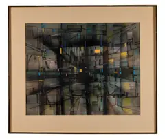 Line the Motion by Joe H. Cox, mixed media on paper, sold Feb 2026