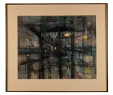 Line the Motion by Joe H. Cox, mixed media on paper, sold Feb 2026