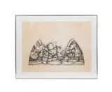 Untitled - Surrealist Group of Figures by John Koegel, graphite on wove paper, sold Feb 2026