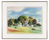 Untitled - Farm Landscape - 1992 by Dorothy Hoeschen, watercolor on paper, sold Feb 2026