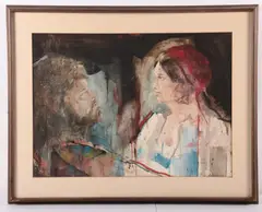 PA artist by Rea Redifer, watercolor of two figures, sold Feb 2024