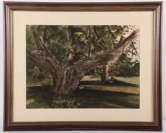 PA artist by Rea Redifer, watercolor "The Old Tree", sold Feb 2024