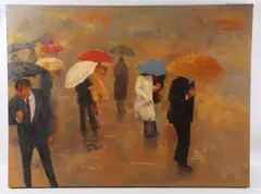 large contemporary painting "Singing in the Rain by Sang Choi, acrylic on canvas, sold Mar 2024