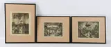(3) etchings depicting fireside scenes by Dorothy W Hutton, etching on paper, sold Mar 2024