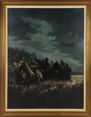 Civil War painting "How the Darkness Shouted by C Phillip Wikoff, oil on canvas, sold Mar 2024