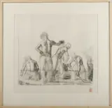 Study for Tar Men by Bo Bartlett, charcoal and pencil on paper, sold Mar 2024
