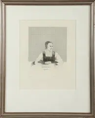 Untitled by David Hockney, etching "Madame Frau", sold Mar 2024