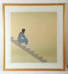 Untitled by Will Barnet, lithograph "Stairway to the Sea", sold Apr 2024