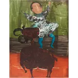 The Ram and Acrobat by Graciela Rodo Boulanger, etching in colors with aquatint, sold Mar 2022