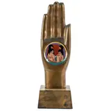 Untitled by Beniamino Benvenuto Bufano, bronze sculpture with glazed enamel inlay, sold Apr 2022