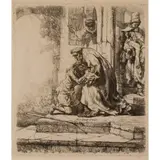 Untitled by Rembrandt Harmensz van Rijn, etching and drypoint on laid paper with wide margins, sold Apr 2022