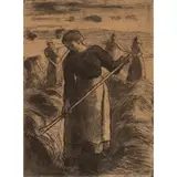 Peasant making Haystacks by Camille Pissarro, etching, sold Apr 2022