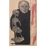 Untitled by Leonard Baskin, woodcut in colors, sold Apr 2022