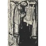 Untitled (Rabbi with Torah Scroll) by Hugh Michael Kepets, 1964, woodcut, sold Apr 2022