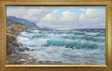 Seascape by Alexander Dzigurski, oil on canvas, sold Apr 2022