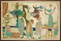 Untitled by Jean Varda, mixed media collage on board, sold Apr 2022