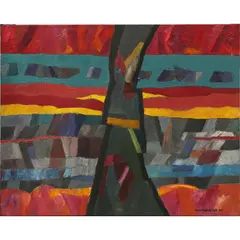 Geological Strata by Robert Weimerskirch, 2006, oil on canvas, sold Apr 2022