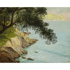 Seascape by Frank Cuprien, oil on masonite, sold Apr 2022