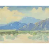 Landscape with Mountains and Clouds by George Sanders Bickerstaff, oil on canvas, sold Apr 2022