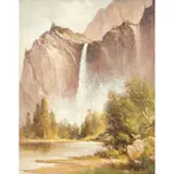 Bridal Veil Falls by Thomas Virgil Troyon Hill Jr., oil on canvas, sold Apr 2022