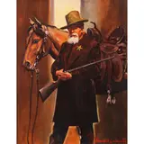 The Lawman by Thomas William Lorimer, 1978, oil on board, sold Apr 2022