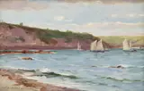 Coastal Scene with Sailboats by Farquhar McGillivray Strachan Knowles, oil on board, sold May 2026