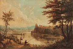 Fishing the Lake by James Stark, oil on board, sold May 2026
