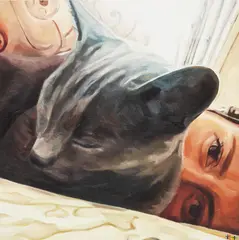 The Artist & Her Familiar by Heather Horton, oil on panel, sold May 2026