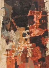 Composition - Red and Black, circa 1966 by York Wilson, circa 1966, oil on canvas, sold May 2026