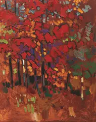 Autumn Red by Arthur Shilling, oil on masonite, sold Jun 2026