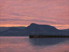 Naramata Sunset by Jack Davis, acrylic on canvas board, sold Jun 2026