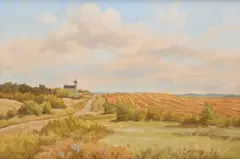 View on the Edgebrook Road, North of Raymore by Ernest Luthi, acrylic on canvas board, sold Jun 2026