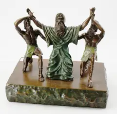 Untitled by Yaacov Heller, bronze sculpture of Moses with his arms being held aloft, sold Jun 2024