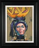 Portrait of a Woman Carrying a Vessel on Her Head by Wakaba Mutheki, acrylic on canvas, sold May 2023