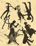 Kentridge Standing on a Jacques Fuller Skin Painting a Parade Going By by Hardus Koekemoer, ink and charcoal on paper, sold May 2023