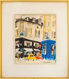 Parisian Street Scene by Mary Jo Schwalbach, 1974, watercolor painting on paper, sold Jan 2024