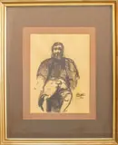 Self Portrait by Joachim Probst, Oil Sketch on Paper, sold Jan 2024