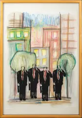 Connected by David Ross, 1993, Mixed Media on Paper, sold Jan 2024