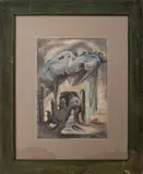 Surrealist Composition by James Rutlegde, Mixed Media Ink, sold Jan 2024